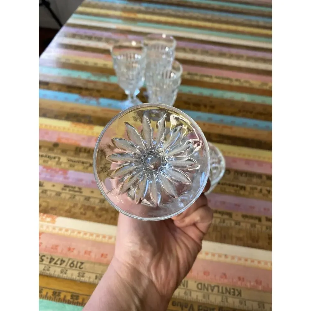 Vintage MCM Retro Wine Water Glasses 1960s Clear Glass Farmhouse Dining Lot 5